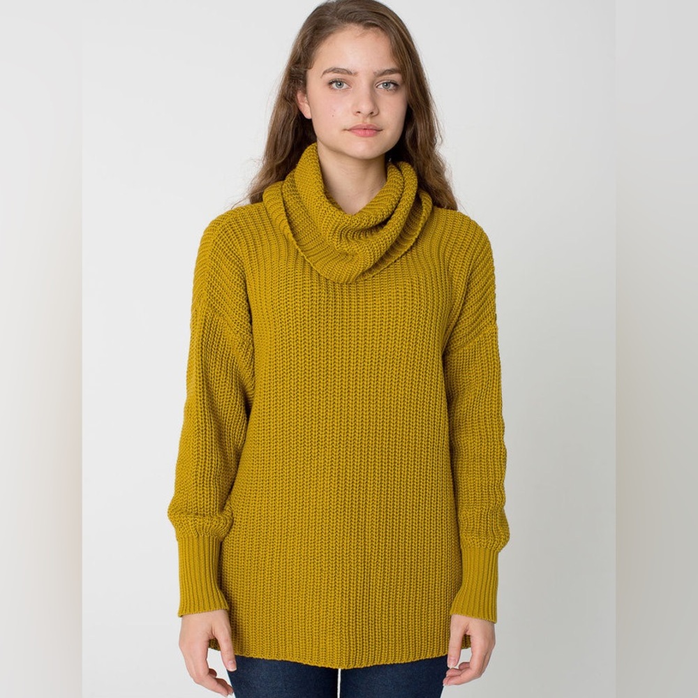 American Apparel Fisherman Turtleneck Sweater Mustard Yellow One Size